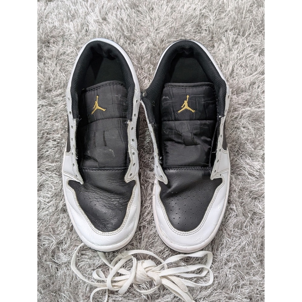 Air Jordan 1 Low Black White Gold 553558-123 Mens Sneakers‎